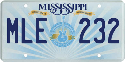 MS license plate MLE232