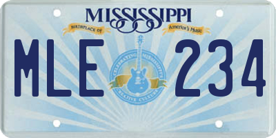 MS license plate MLE234