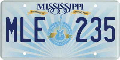 MS license plate MLE235