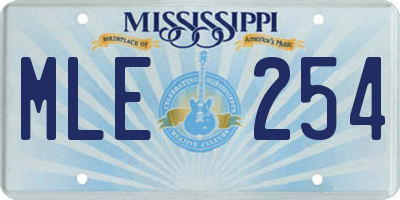 MS license plate MLE254