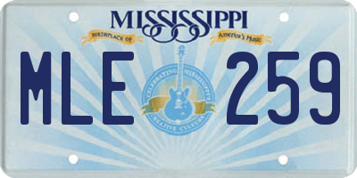 MS license plate MLE259