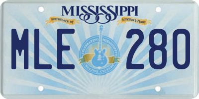 MS license plate MLE280