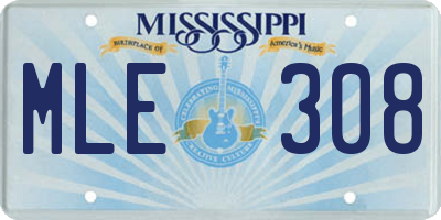 MS license plate MLE308