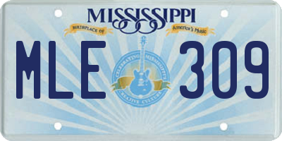 MS license plate MLE309