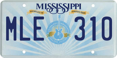 MS license plate MLE310