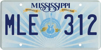 MS license plate MLE312
