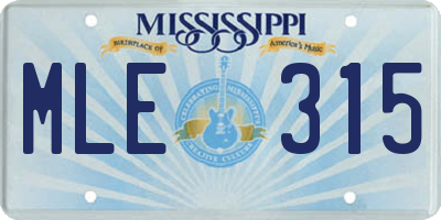 MS license plate MLE315