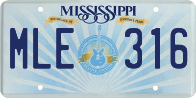 MS license plate MLE316