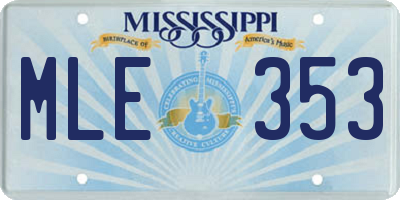 MS license plate MLE353
