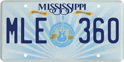 MS license plate MLE360