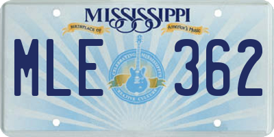MS license plate MLE362