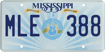 MS license plate MLE388