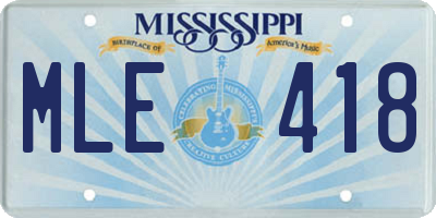 MS license plate MLE418