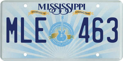 MS license plate MLE463