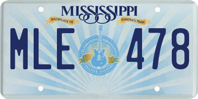 MS license plate MLE478