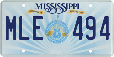 MS license plate MLE494