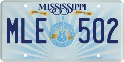 MS license plate MLE502