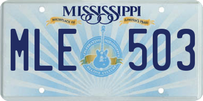 MS license plate MLE503