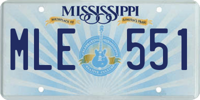 MS license plate MLE551