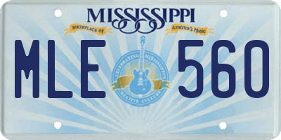 MS license plate MLE560