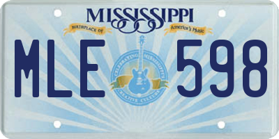 MS license plate MLE598