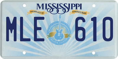 MS license plate MLE610