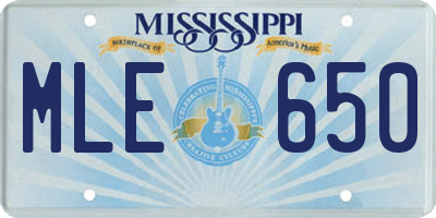 MS license plate MLE650