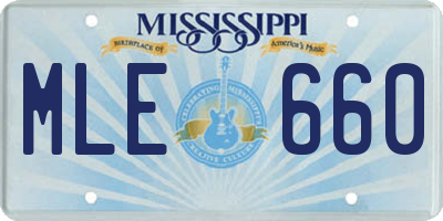 MS license plate MLE660
