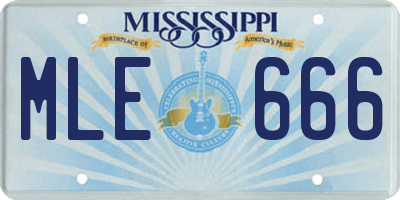 MS license plate MLE666