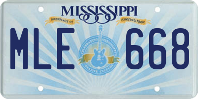 MS license plate MLE668