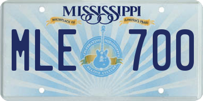 MS license plate MLE700