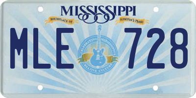 MS license plate MLE728