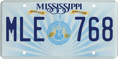 MS license plate MLE768