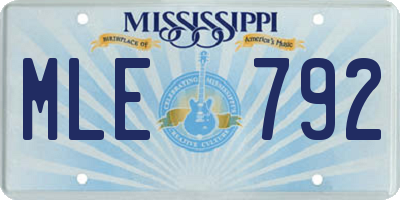 MS license plate MLE792