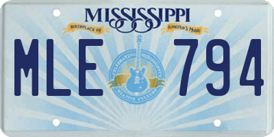 MS license plate MLE794