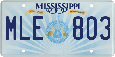 MS license plate MLE803