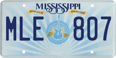 MS license plate MLE807