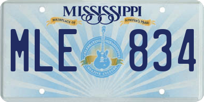 MS license plate MLE834
