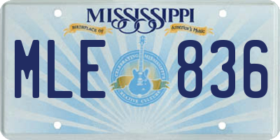 MS license plate MLE836