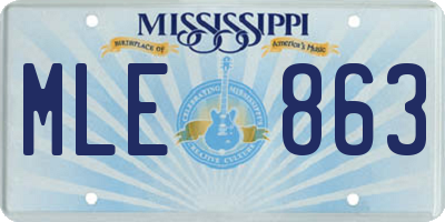 MS license plate MLE863