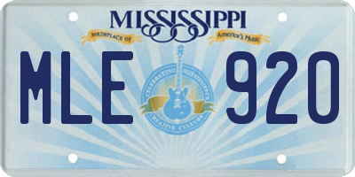 MS license plate MLE920