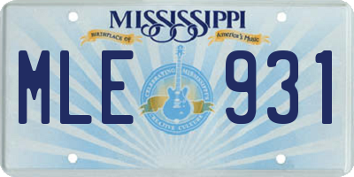 MS license plate MLE931