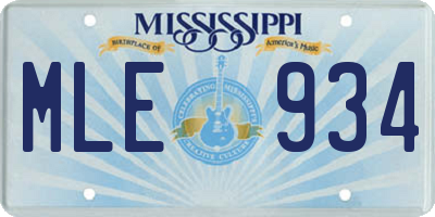 MS license plate MLE934