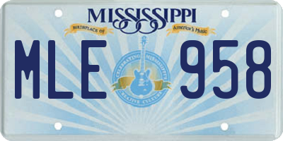 MS license plate MLE958