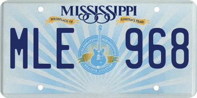 MS license plate MLE968