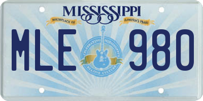 MS license plate MLE980