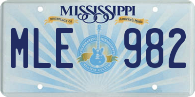 MS license plate MLE982