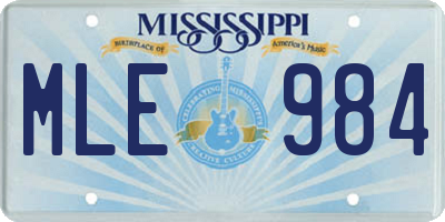MS license plate MLE984
