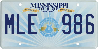MS license plate MLE986