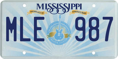 MS license plate MLE987